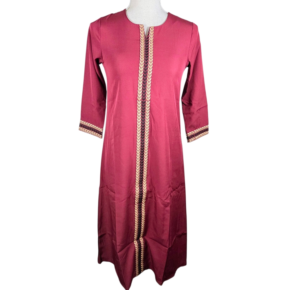 Kurta Dress NEW Girls Size 8 (130 cm) -Red/Gold -Embroidered Accent -3/4 Sleeve